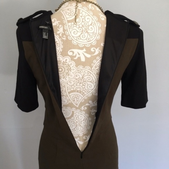 Mango // Green, Black Color Block Suit Dress S dr1 - Picture 5 of 8